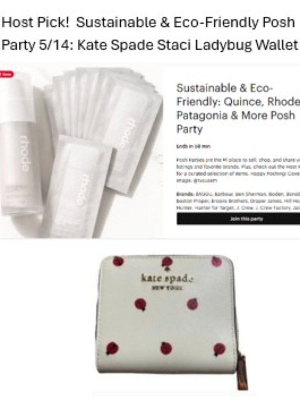 Kate Spade New York Staci Small Ladybug Zip Around Wallet EUC Good